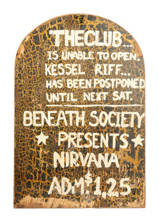 NIRVANA | 1989 HAND-PAINTED "THE CLUB" TOMBSTONE SIGN