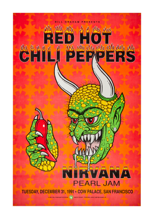 NIRVANA | 1991 "RED HOT CHILI PEPPERS / NIRVANA / PEARL JAM" CONCERT POSTER