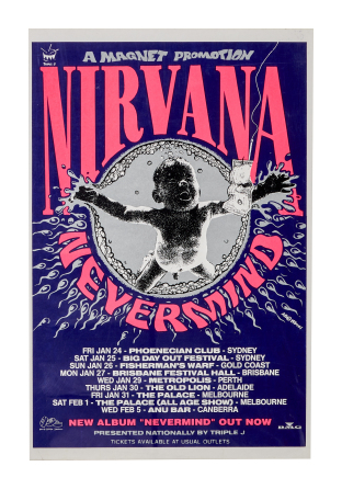 NIRVANA | 1992 "NEVERMIND" AUSTRALIA TOUR POSTER