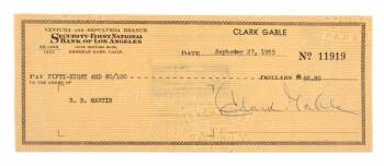 CLARK GABLE SIGNED CHECK