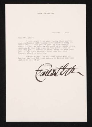 CHARLTON HESTON SIGNED LETTER