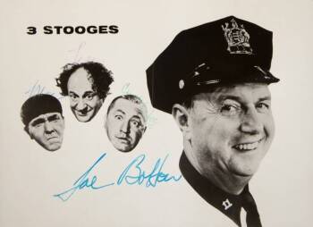 THREE STOOGES SIGNED CARD