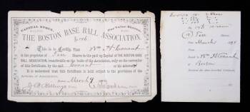 BOSTON BASEBALL ASSOCIATION STOCK CERTIFICATE