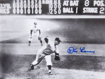 DON LARSEN SIGNED PERFECT GAME PHOTOGRAPH