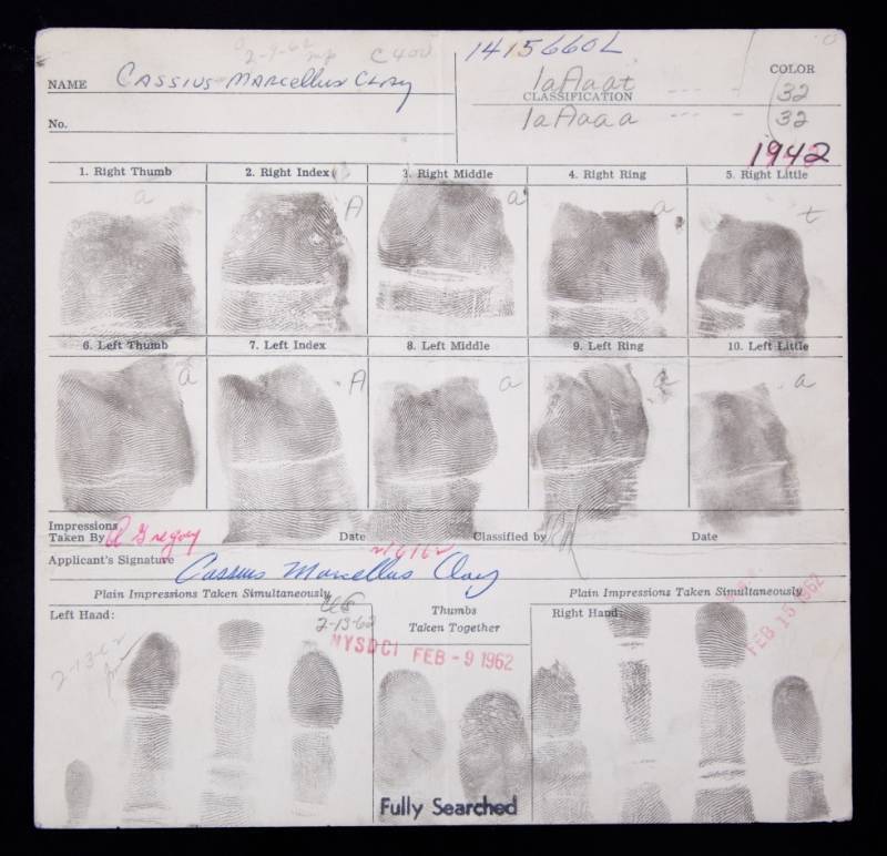 CASSIUS CLAY BOXING LICENCE WITH FINGERPRINTS