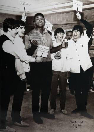 MUHAMMAD ALI SIGNED IMAGE WITH THE BEATLES