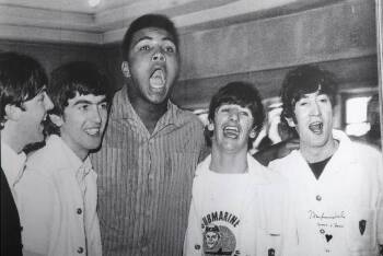 MUHAMMAD ALI SIGNED LARGE IMAGE WITH THE BEATLES