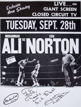 MUHAMMAD ALI AND KEN NORTON SIGNED 1976 POSTER