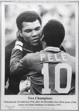 MUHAMMAD ALI SIGNED LARGE IMAGE WITH PELE