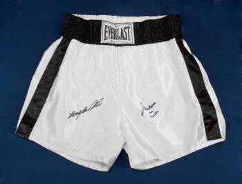 MUHAMMAD & LAILA ALI SIGNED BOXING TRUNKS