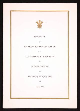 PRINCESS DIANA AND PRINCE CHARLES WEDDING ORDER OF SERVICE