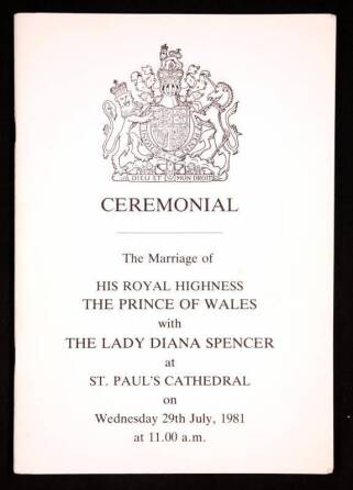 PRINCESS DIANA AND PRINCE CHARLES CEREMONIAL BOOKLET