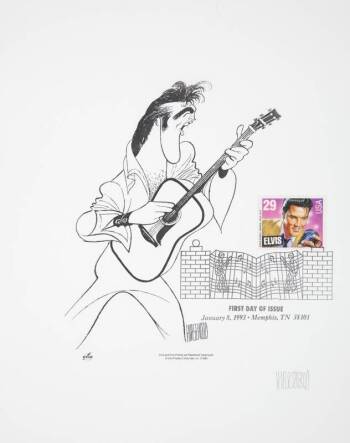 AL HIRSCHFELD SIGNED ELVIS PRINT