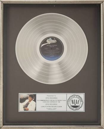 MICHAEL JACKSON "PLATINUM" RECORD AWARD