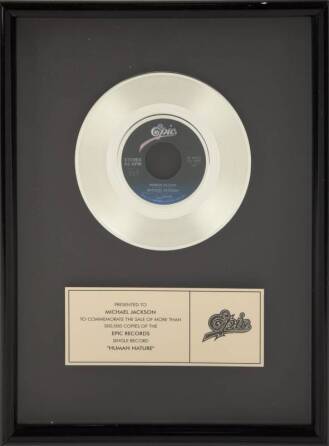 MICHAEL JACKSON IN-HOUSE "GOLD" RECORD AWARD