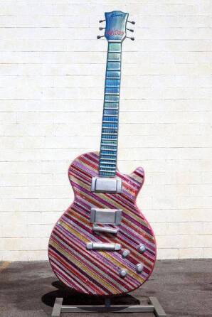 CANDY STRIPE/KATY PERRY GUITAR SCULPTURE - ERIN LAREAU