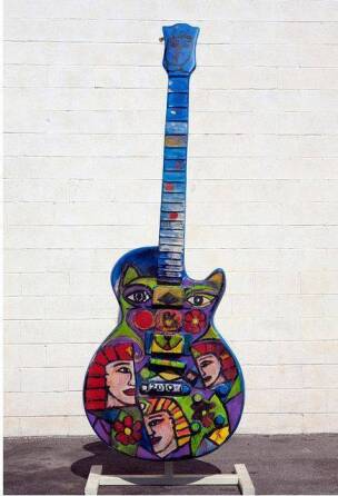 MYSTICAL MUSICIANS GUITAR SCULPTURE - JON PLANAS