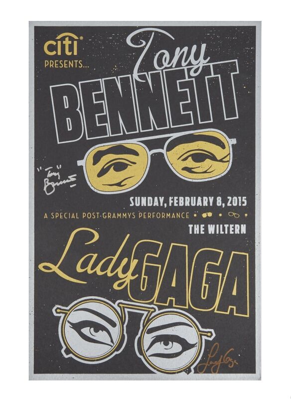 Tony Bennett | Lady Gaga Signed 2015 Post-Grammy Performance Promotional Poster