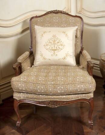 PAIR OF ROCOCO STYLE ARMCHAIRS WITH CUSTOM LOOSE PILLOWS