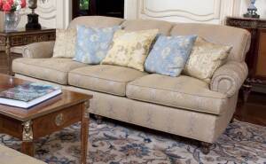PAIR OF GEORGE SMITH ROLLED ARM SOFAS