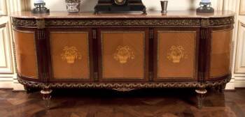 SIDEBOARD WITH MARBLE TOP AND MARQUETRY FRONT