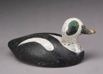 A WOODEN PAINTED DECOY MALLARD