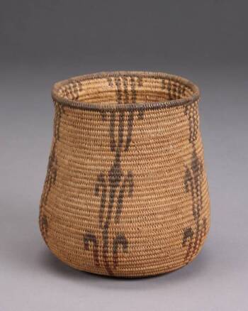 A CHEMEHUEVI COILED CYLINDRICAL BASKET