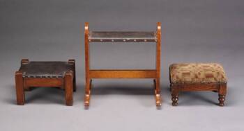 A GROUP OF THREE ARTS AND CRAFTS FOOTSTOOLS