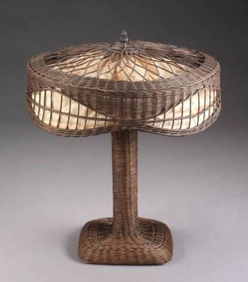 A GUSTAV STICKLEY WICKER TABLE LAMP