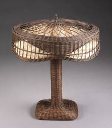 A GUSTAV STICKLEY WICKER TABLE LAMP