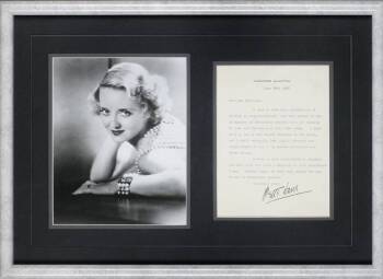 BETTE DAVIS SIGNED LETTER AND PHOTOGRAPH