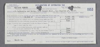 MARILYN MONROE 1953 DECLARATION OF ESTIMATED TAX