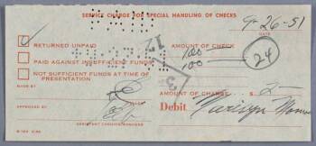 MARILYN MONROE SIGNED BANK RECEIPT