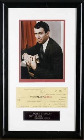 JIMMY STEWART SIGNED CHECK AND PHOTOGRAPH