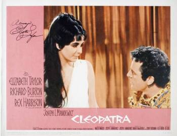 CLEOPATRA - ELIZABETH TAYLOR SIGNED LOBBY CARD
