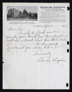 CHARLIE CHAPLIN SIGNED LETTER AND PHOTOGRAPH