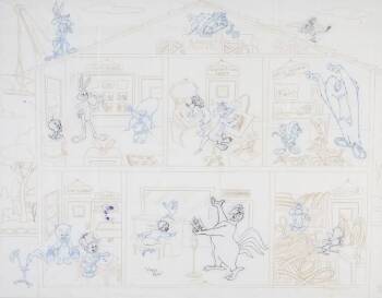 A WARNER BROTHERS CELLULOID AND MATCHING DRAWING O