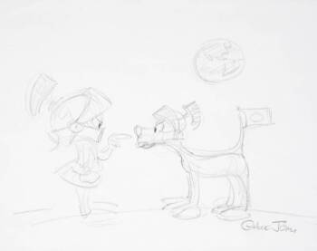 A CHUCK JONES CONCEPTUAL DRAWING OF MARVIN THE MAR