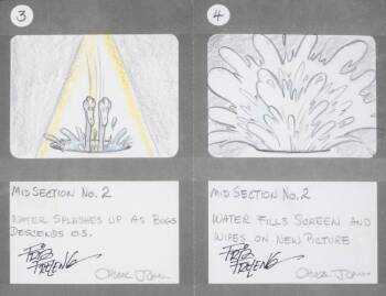 TWO WARNER BROTHERS PRODUCTION STORYBOARD DRAWING