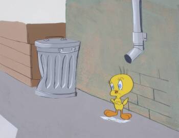 A WARNER BROTHERS CELLULOID OF TWEETY BIRD FROM "S