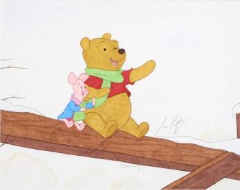 A WALT DISNEY MIXED MEDIA DRAWING OF WINNIE THE PO