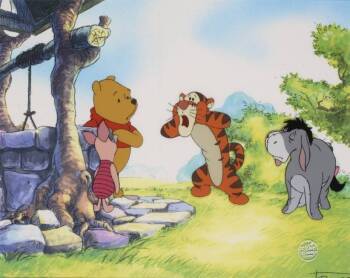 THREE WALT DISNEY CELLULOIDS OF WINNIE THE POOH