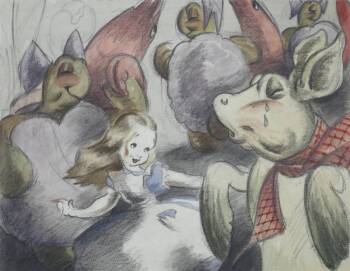 A WALT DISNEY ORIGINAL CONCEPT DRAWING FROM "ALICE