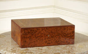 OZZY'S PARTRIDGE WOOD AND MARQUETRY CIGAR HUMIDOR