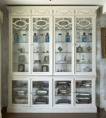 A LOUIS XVI STYLE GLAZED BOOKCASE CABINET