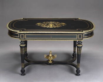 LOUIS PHILIPPE STYLE EBONIZED LIBRARY TABLE