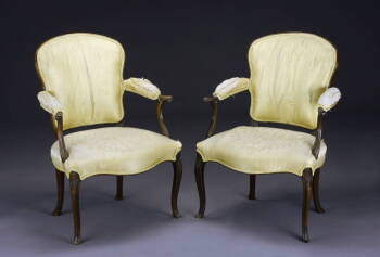 SET OF FOUR ROCOCO STYLE OPEN ARMCHAIRS