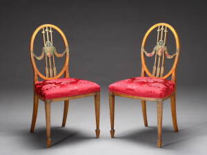 PAIR OF PAINT-DECORATED ADAM STYLE SIDE CHAIRS