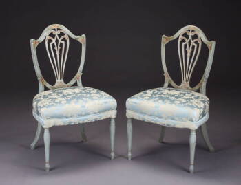 PAIR OF HEPPLEWHITE STYLE PAINT-DECORATED SIDE CHAIRS