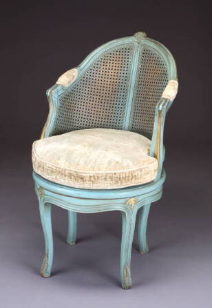 LOUIS XV STYLE BLUE CANED CHAIR